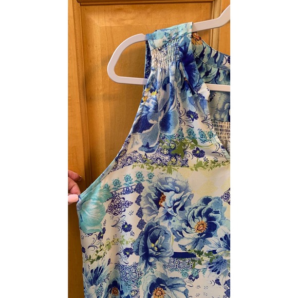 EUC, Fleur Bleve Women's Sleeveless Blouse Sz Large Floral Print, V-neck Multi - Picture 5 of 10